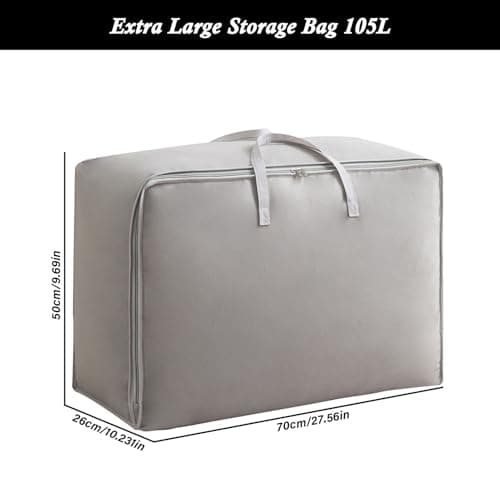SEPSCO Clothes Storage Bag Large 2Pcs, Duvet Storage Bags King Size With Zips Foldable Thicken Nonwoven Fabric Moving Packing Totes Bag for Comforters Quilt Blankets Bedding Cushion Travel (Grey) — view 2