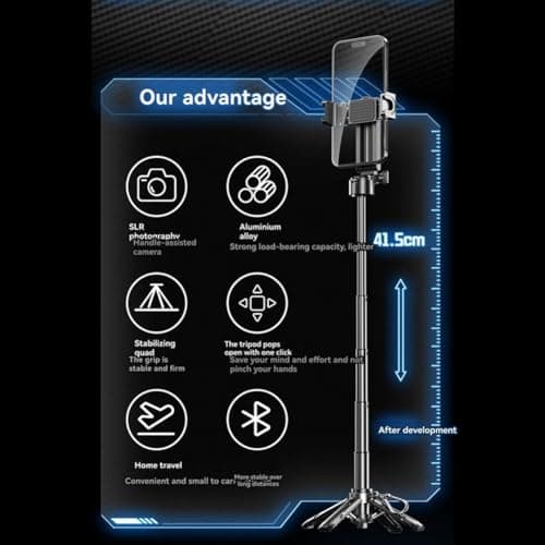 Xuzxinze Selfie Stick Tripod for Travel with Adjustable 4-Section Pole — view 4