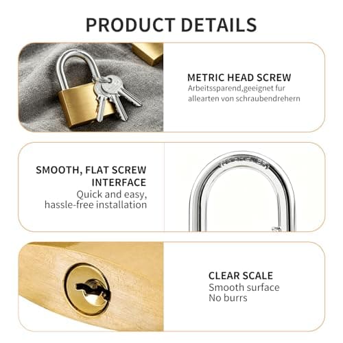 4 Pcs Padlocks with Keys, Suitcase Locks for Luggage Backpacks Travel Bags Gym Locker (48mm, Gold) — view 3