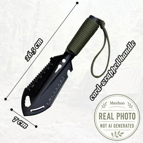 Meehoo Camping Trowel, Carbon Steel 9-in-1 Multi-Tool Bushcraft Shovel — view 2