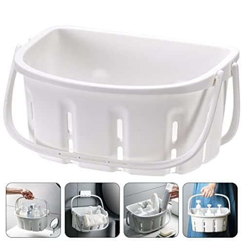 STOBAZA Portable Pp Bathroom Shower Basket with Handle White — view 6