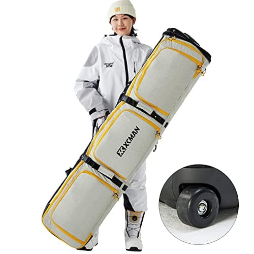 XCMAN Snowboard Ski Bag with Wheels, Adjustable Padded Bag for Air Traveling, Length 63-75 Inches