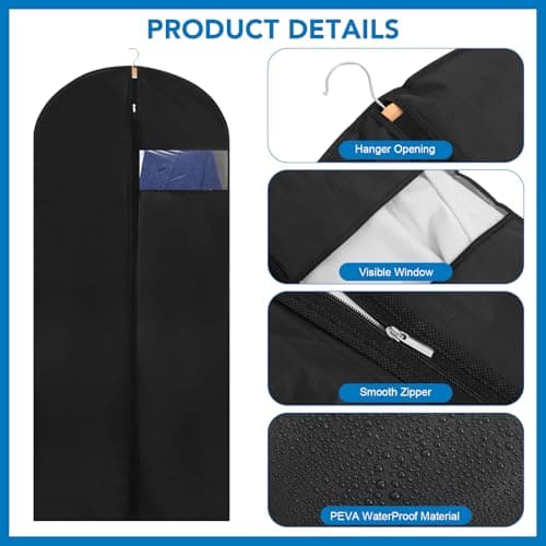 2 Pack Dress Bags Covers Long, PEVA Garment Bags, Dress Covers 60cm*140cm — view 3