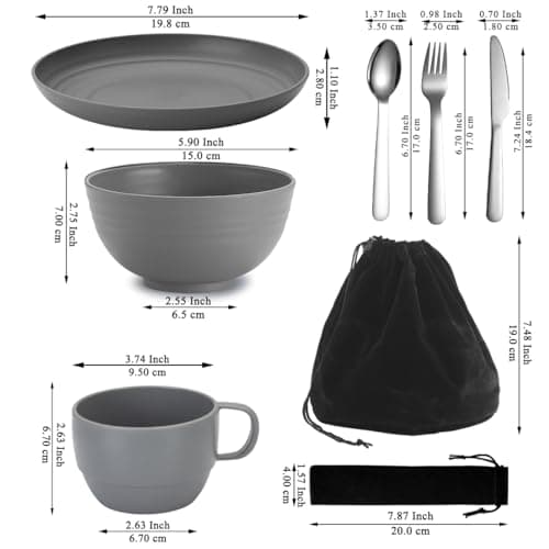 Berglander Camping Mess Kits for 2 Person, Camping Silverware Set Spoons Forks Knives, Camping Essentials Gear, Camping Accessories for Travel, Picnic, Outdoor, Easy to Carry and Clean — view 2