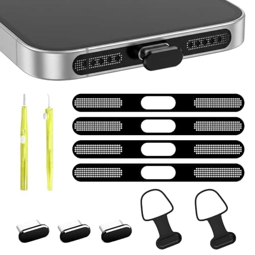 11pcs Phone Cleaning Kit with USB C Anti Dust Plug compatible with iPhone 17 Pro Max/16 Pro Max/15 Pro Max, Dustproof Charging Port Cover & Speaker Mesh & Cleaning Tools, Phone Accessories (Max Black)