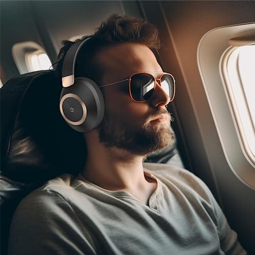 Active Noise Cancelling Headphones, 100H ANC Headphones Wireless (Black) — view 6