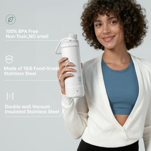 Mgacheer 750ml Insulated Metal Water Bottle with Spout Lid（Lavender） — view 4