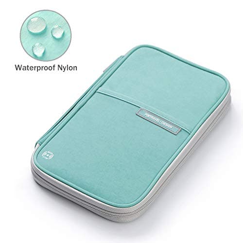 ManKn Family Passport Holder Travel Wallet, Waterproof RFID Document Organizer Case with Hand Strap Zip Closure for Men Women, Ticket Credit ID Card Cash Pouch Money Bag — view 3