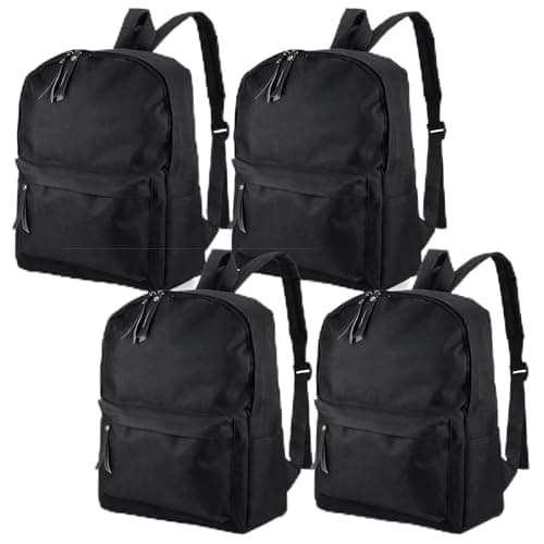 4pcs Black Backpack Unisex, School Bag for Teenager, Black Rucksack School