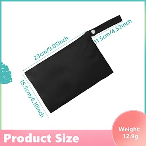 CHEERYMAGIC Wet Bag, Baby Cloth Nappy Wet Bags Waterproof Wet Dry Bag Outdoor Organiser Bag for Baby Items 2 Zipper Pockets Washable Travel Dry Wet Bag for Beach Pool Daycare Gym A4-CSNBD (Black) — view 2