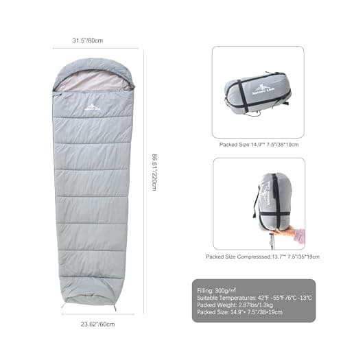 Nature Link Lightweight Mummy Sleeping Bag, Nylon Shell and Lining, Waterproof, Roomy Mummy Sleeping Bag, Great for 3-4 Season Outdoor Backpacking, Hiking, Camping, for Adults and Kids — view 2