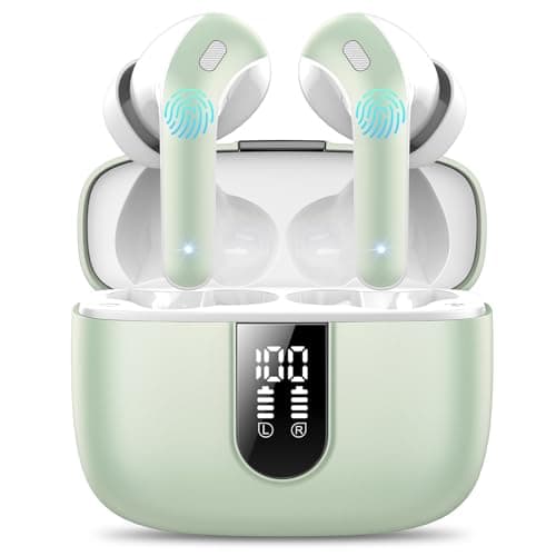 IKT Ear Buds Wireless Earbuds, 50Hrs Playtime Bluetooth Earphones, Bluetooth Headphones 5.3, Bass Boost 85%, In Ear with 4 ENC Call Noise Cancelling Mics, Earbuds IPX7 Waterproof, USB-C(Green)