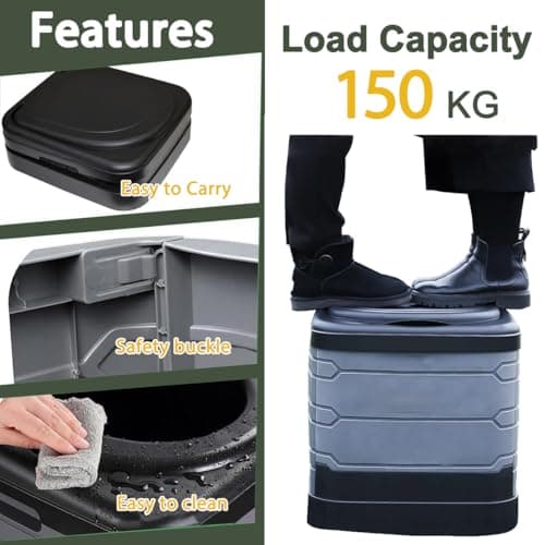 congumi Large Portable Camping Toilet, 16.9inches XXL Folding Portable Toilet for Adults, inches Travel Composting Toilets with 20pcs Trash Bags for Car, Outdoor Camping, Hiking Travel Caravan — view 5
