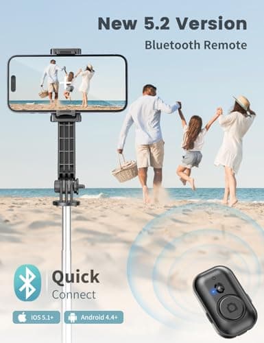 Selfie Stick with Light [Detachable Phone Holder], 41.7" Extendable Phone Tripod with Remote, 360° Rotatable Tripod Stand For iPhone, Samsung, and Android Smartphones (selfie stick with light) — view 5