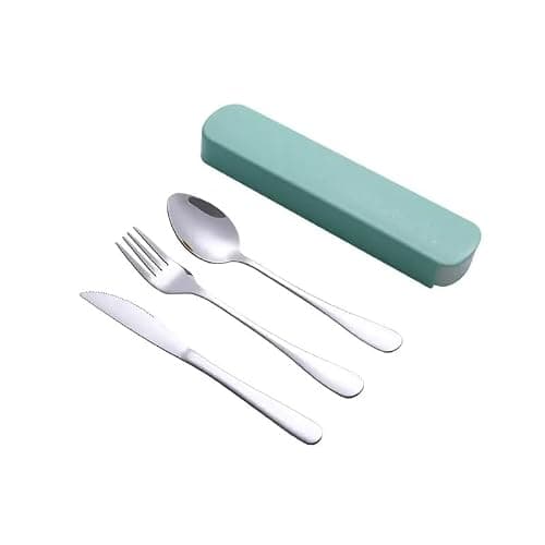 1-piece Travel Utensil Set, elegantutensil Set with Box, Green 3-piece Set (Knife, Fork, Spoon), Suitable for Camping, picnics, School, Office and Daily use, Reusable Travel Utensils — view 5