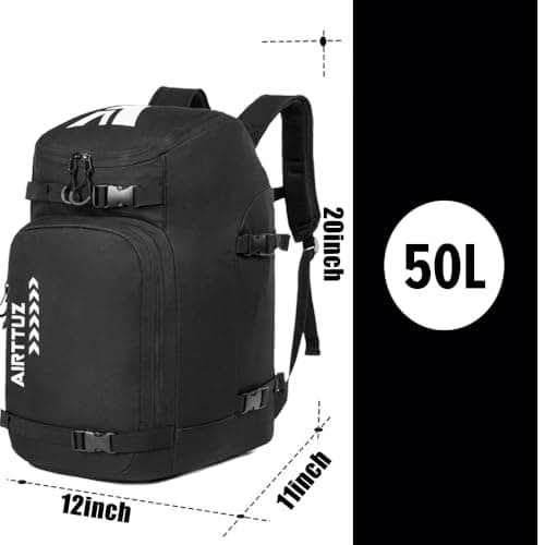 AIRTTUZ Ski Boot Bag - Ski and Snowboard Boots Backpack，Excellent for Travel with Waterproof Exterior & Bottom - for Men, Women and Youth. (Black) — view 5