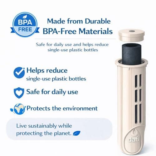 Dafi Water Bottle Filter Replacement 3-Pack by Joanna Krupa, Ideal for Soft and Solid Bottles | BPA-Free Water Filter, Eliminate The Taste and Smell of Chlorine – Beige — view 3