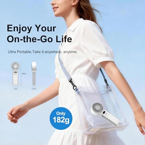 LIPETY Portable Turbo HandHeld Fan - Mini Hand Held Fan 4000mah Battery Operated USB Rechargeable Personal Foldable Powerful Fans for Travel Camping Outdoor Office School Home — view 6