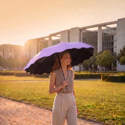 Vinuwu Sun Umbrella UPF 50+ UV Protection Umbrella SPF 50 Compact (Purple) — view 6