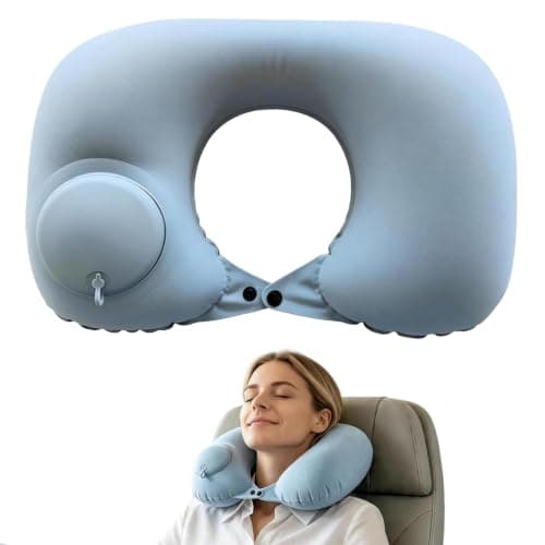 Heryson Press Inflate U‑Shaped Travel Neck Pillow, Portable Flight Cushion