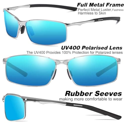 Polarised Sunglasses Mens Womens UV Protection Pilot Metal Frame — view 3