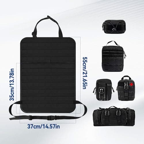 Tactical Car Seat Organizer with 5 Detachable Bag, Car Backrest Protector 600D Oxford Waterproof Tactical Vehicle Seat Back Organiser for Most Vehicle SUV Truck Pickup — view 2