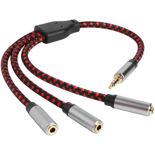 Beaupretty Earphone 3.5mm 3-way Splitter Cable Red Audio Extension