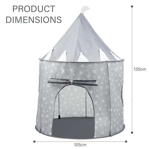 Crystals Kids Pop Up Play Tent – Princess Castle Playhouse for Children | Sensory Tents for Children | Barbie Kid Tent | Foldable Pop Up Playhouse Fun Toy (Grey Tent) — view 2