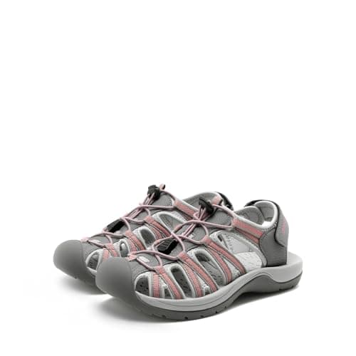 DREAM PAIRS Women's Sport Walking Sandals,Grey/Coral,9 — view 6