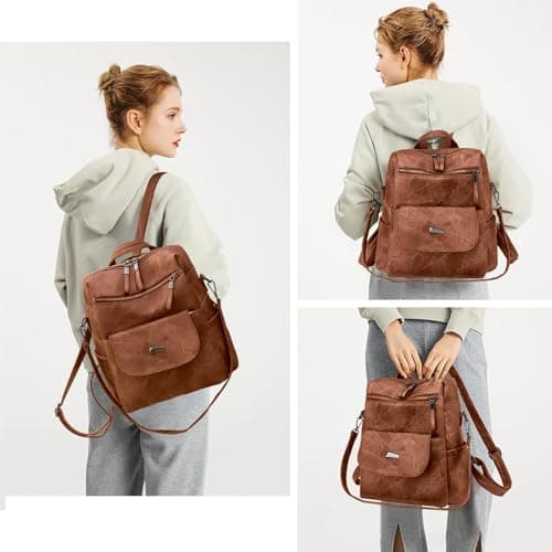 WUGUANSS Women's Fashion Backpack Anti-Theft Lightweight PU Fashion Travel Multipurpose Convertible Purse Shoulder Bag Handbag Waterproof Backpack Gifts for Women Ladies Shoulder Bag — view 5