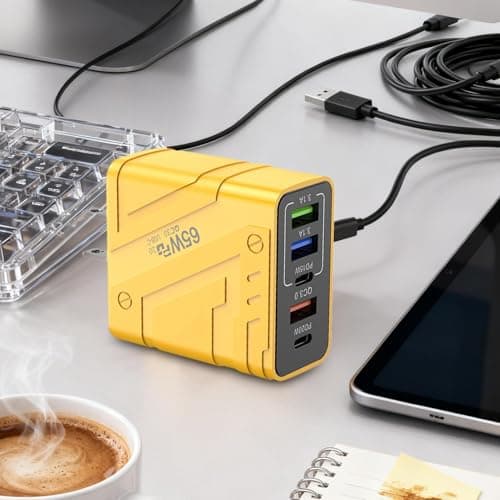 USB Charger - 65W 5 Ports Multi-Port Wall Charger with Type C Port | For Indoor Use Home Office Travel and Business — view 2