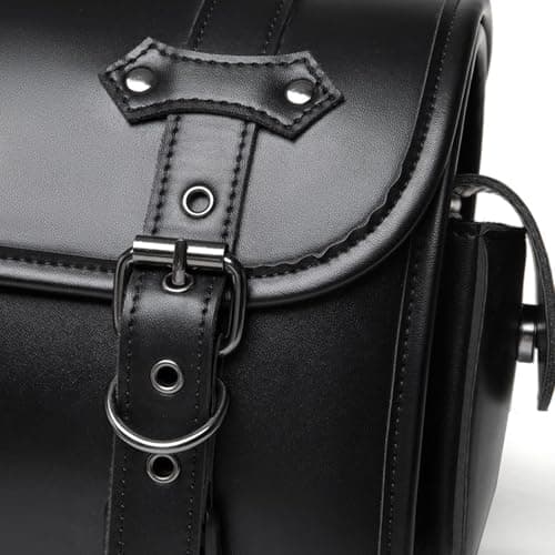 Motorbike Tail Pouches - Weatherproof Dark Brown Skin, Large Capacity Panniers | Classic Cruiser Accessory, Road Trip Travel Carrier, Heavy Duty Rear Frame Cargo, Sport Outdoor Mounting Hardware — view 5