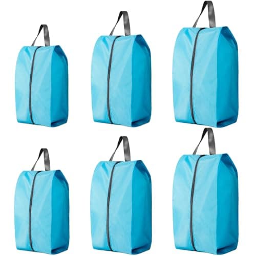 CJWLKJ 6Pcs Multi-Size Travel Shoe Bags Portable Travel Gifts Shoe Organizer with Zipper Closure, Waterproof Nylon Shoe Storage Organizer with Handle Travel Bags for Men and Women, Blue