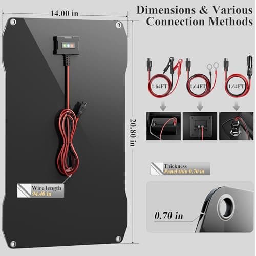 VOLTSET 30W 12V Solar Car Battery Trickle Charger & Maintainer Waterproof — view 6