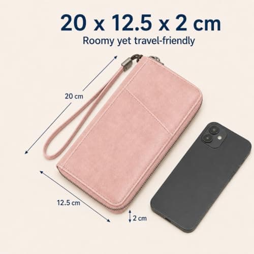ILIYAH Pink Family Passport Holder - RFID Blocking PU Leather Travel Document Organiser for 5 Passports Cards Pen SIM SD — view 6