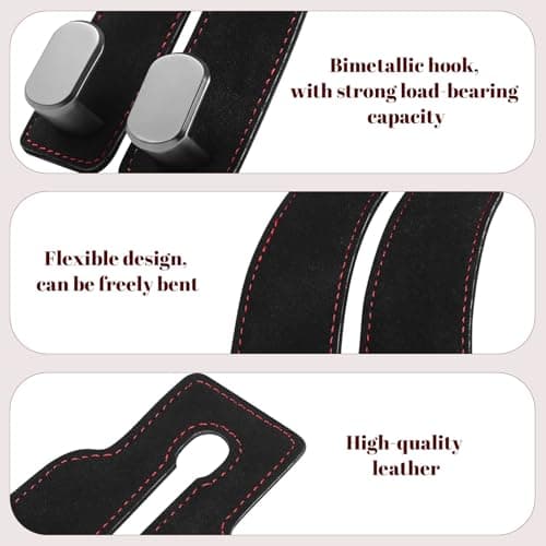 YGCQFH 2 Pcs Car Hooks, Car Seat Hooks Car Seat Back Double Hook Car Headrest Hook, Car Seat Hooks for Headrest, Car Bag Hook, Car Seat Hook for Bags, Purses, Handbags(Black — view 3
