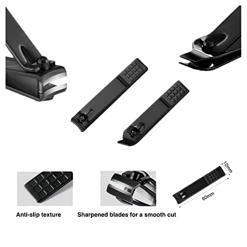 aRKé Manicure set Nail Clippers Professional Fingernail & Toenail grooming Kit Tweezers Eyebrow Scissors for mens and women Travel size 7Pcs Nail Care Tools with Black Case — view 6