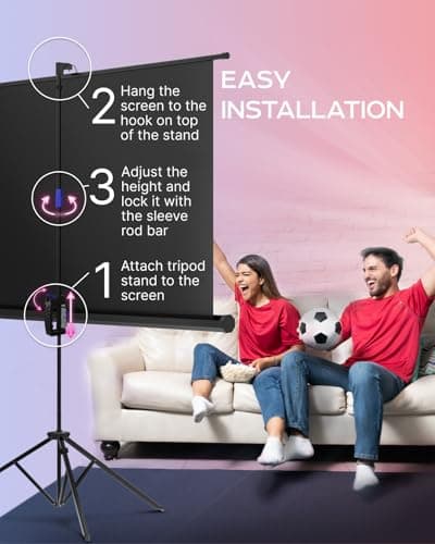 PropVue Projector Screen with Stand 60 inch - Indoor and Outdoor Projection Screen for Movie or Office Presentation - 16:9 HD Premium Wrinkle-Free Tripod Screen — view 6
