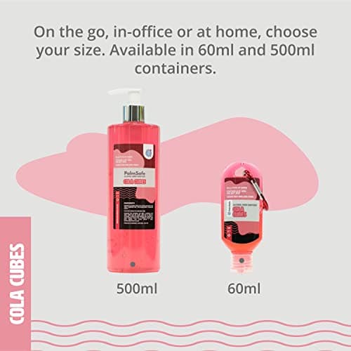 Palm Safe Cola Cubes 60ml Anti Bacterial Premium Hand Sanitiser Travel Size Refillable Clip Bottle Quick Drying Non Sticky Extra Moisturising Kills 99.9% of Viruses and Bacteria (Pack of 2) — view 6