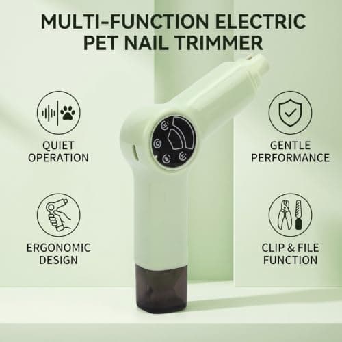 Pssopp Pet Nail Trimmer Rechargeable Cordless Dog Nail Grinder 2 Speed Low Noise Electric Clipper and Filing Tool for Cats Dogs Anxious Pets Travel Grooming (Mint Green) — view 2