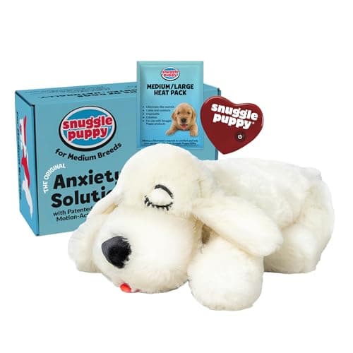 Snuggle Puppy Heartbeat Dog Toy for Puppies, Real-Feel Heartbeat, Calming Sleep Aid and Crate Training Comfort Toy with Heat Pack, Cream Plush Design