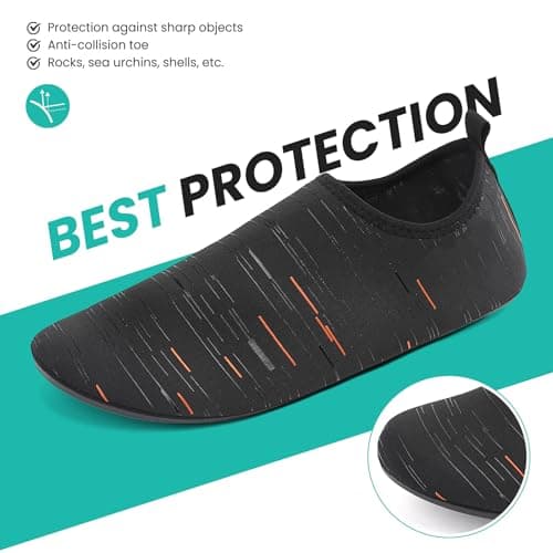 sportvibe Water Shoes Beach Shoes Women Men Barefoot Lightweight Aqua Quick Dry Breathable Swim for Surfing Running Driving Pool Yoga (Black Orange,7.5 UK/41 EU) — view 6