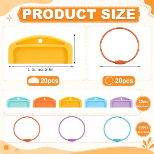 20 Pcs Card Holder for Yoto Efficient Kids Travel Carrier Reusable Plastic Cards Storage Case with 20 Ring Loops Portable ABS Storage Organizer Durable Card Holders for Student Professionals — view 2