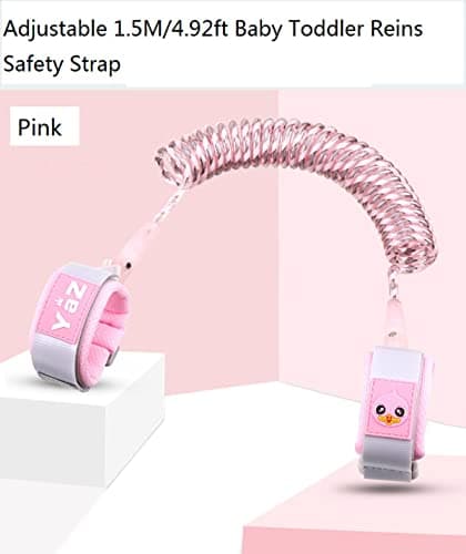 Eidyer Anti Lost Safety Wrist Link Belt, Children Harness Belt Safety Adjustable 1.5M/4.92ft Baby Toddler Reins Safety Strap Leash Walking Hand Belt Elastic Wire Rope Fluorescent and Security Lock — view 4