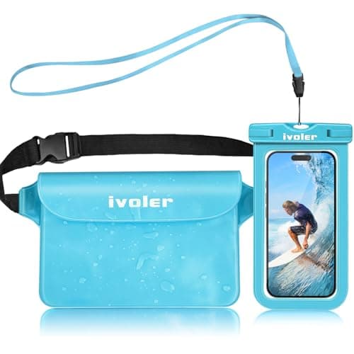ivoler Waterproof Pouch Bag + Phone Case, Light Blue