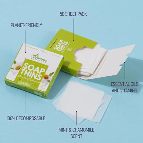 400 Sheets Antibacterial Paper Soap Strips For Hand Washing - 8 Pack Portable Disinfecting Pocket Travel Soap Thins Dissolvable & Disposable Camping Mini Size Dry SoapSheets For Hands (Variety 8x50) — view 3