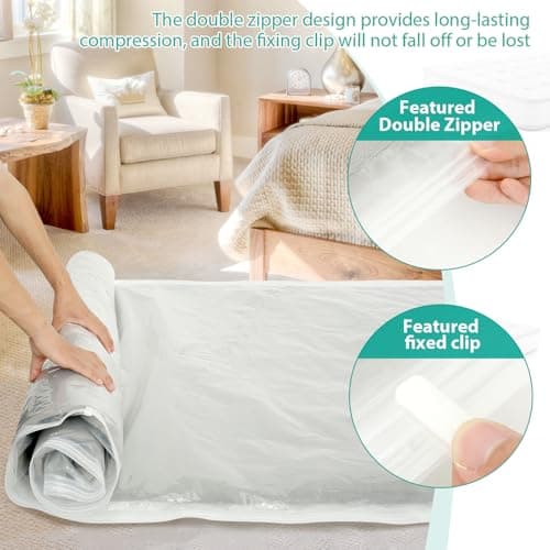 Mattress Vacuum Bags for Moving Extra Large Vacuum Storage Bags with Straps Leakproof Vacuum Seal Bag for Memory Foam or Latex Mattress Space Saver Mattress Compression and Storage 130x240cm — view 4