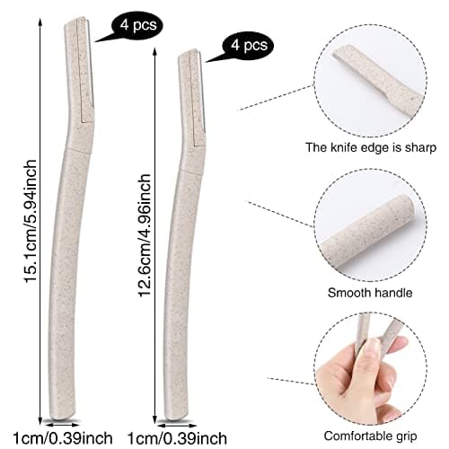 Lanjue 8PCS Dermaplaning Face Blades, Beige Wheat Straw Razor Set for Women — view 3