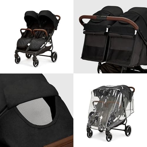 Ickle Bubba Venus Twin Double Stroller - (Black with Tan Handles) — view 3