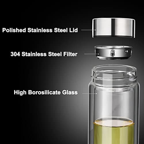 PARACITY Cold Brew Tea Bottle, Double Wall Glass Travel Mug 12oz/350ml — view 5